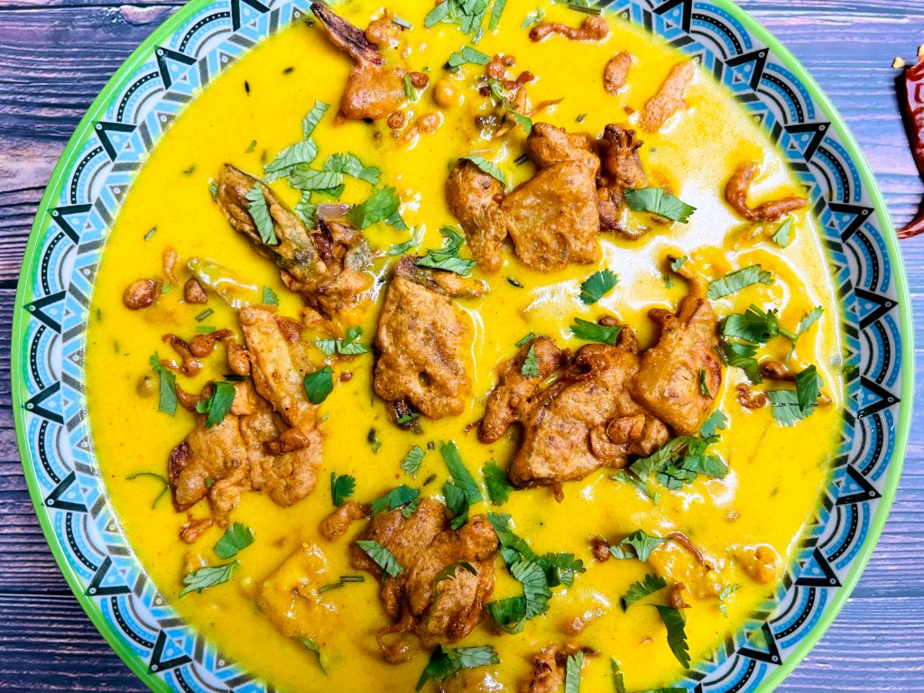 PUNJABI PAKORA KADHI ( Spiced Buttermilk Soup with Onion Chickpea Fritters)